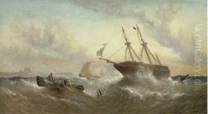 A Merchantman Ashore Off Dunstanburgh Castle