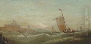 Evening, Fishing Boats Off A Coast by William Callcott Knell