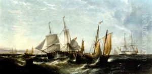 Morning - The Experimental Squadron Leaving Spithead, July 5th. 1845 by William Callcott Knell