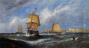 Shipping In A Stiff Breeze Off Dover by William Callcott Knell