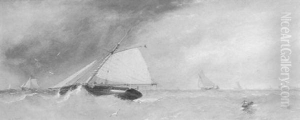 Cutters Rounding The Buoy - view 1