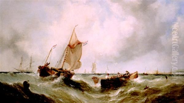 A Paddle Steamer, Fishing Vessels And Other Shipping Off A Headland - view 1