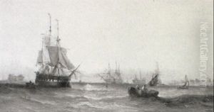 Shipping Off The Coast At Dusk