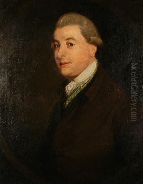 A Portrait Of A Gentleman Wearing A Brown Coatand White Cravat - view 1