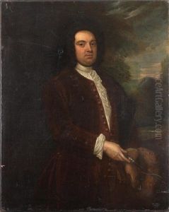 Portrait Of A Gentleman, Three-quarter-length, In A Red Coat, With His Dog