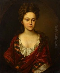 Portrait Of A Lady, Half-length, In A Red Robe And White Chemise