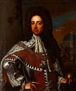 Portrait Of King William Iii (1650-1702), Half-length, In Robes Of State, Holding An Orb by Godfrey Kneller