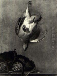 Still Life Of A Hanging Game Fowl, A Hunting Pouch And Otherobjects On A Ledge by Johann-Zacharias Kneller