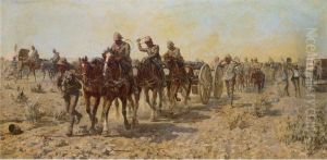 'to The Sounds Of Guns, The Forced March'; Arrival Of The 62nd Field Battery At The Modder River Battle After A Terrible Forced March. by James Prinsep Barnes Beadle