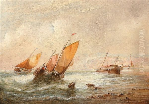 Fischerboote Bei Aufkommendem Sturm Vor Der Kuste - view 1