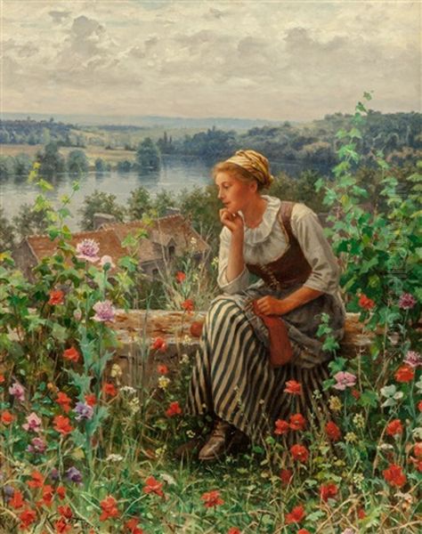 Normandy Girl Sitting In A Garden - view 1