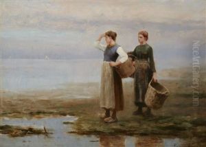 Fisher Women On The Shore by Daniel Ridgway Knight