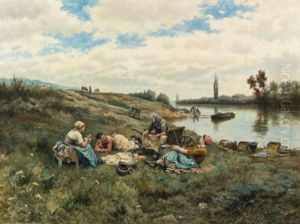 Apres Un Dejeuner: Bords De La Seine by Daniel Ridgway Knight