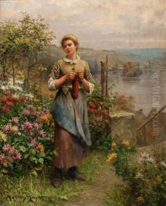 Young Woman Knitting by Daniel Ridgway Knight