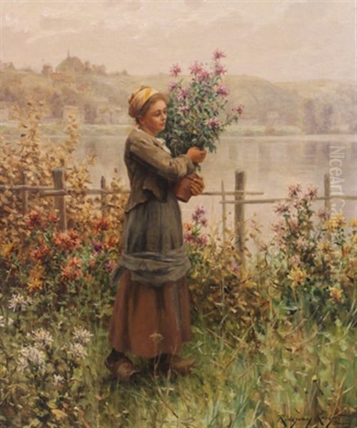 Woman With Flowers - view 1