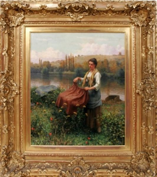 French Woman Near Paris River - view 1