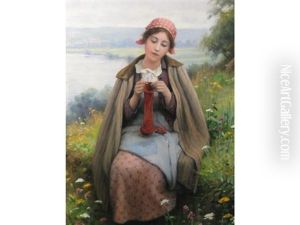 Girl Knitting by Daniel Ridgway Knight