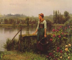 Woman With Watering Can by Daniel Ridgway Knight