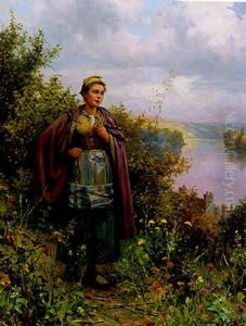A Walk Along The River by Daniel Ridgway Knight