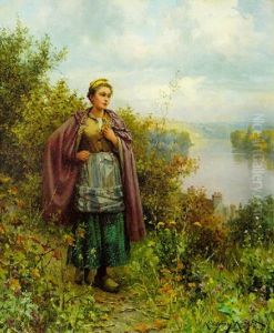 An Autumn Stroll by Daniel Ridgway Knight