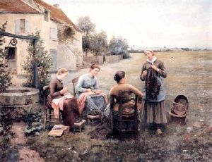 The Sewing Circle by Daniel Ridgway Knight