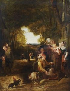 Pastoral Scene With Figures by John Prescott Knight