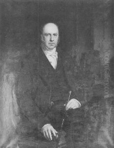 Portrait Of Dr. Montgomery In His Study, Wearing A Dark Coat And Holding A Cane In His Left Hand