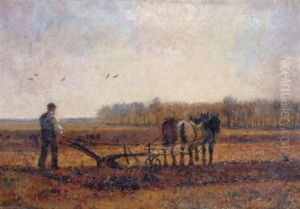 Autumnal Plowing Scene by John William Buxton Knight