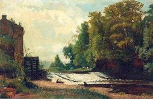 A Watermill And Weir On The River Nidd, Near Knaresborough