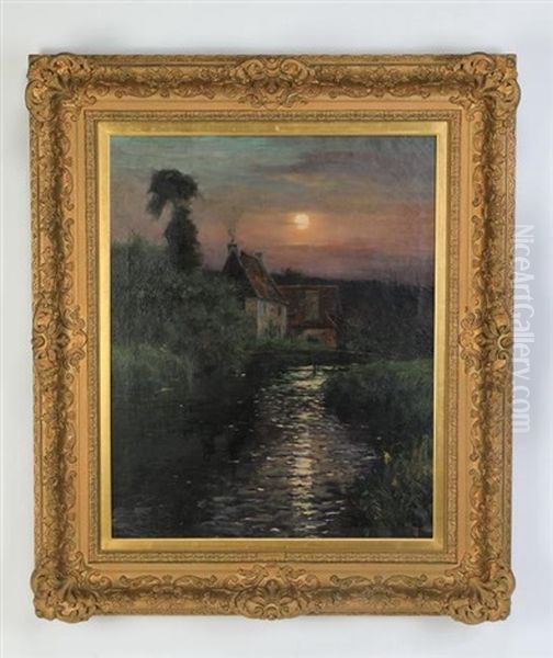 Moonlit Lake W/house - view 1