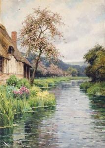 Cottages Along A Stream by Louis Aston Knight