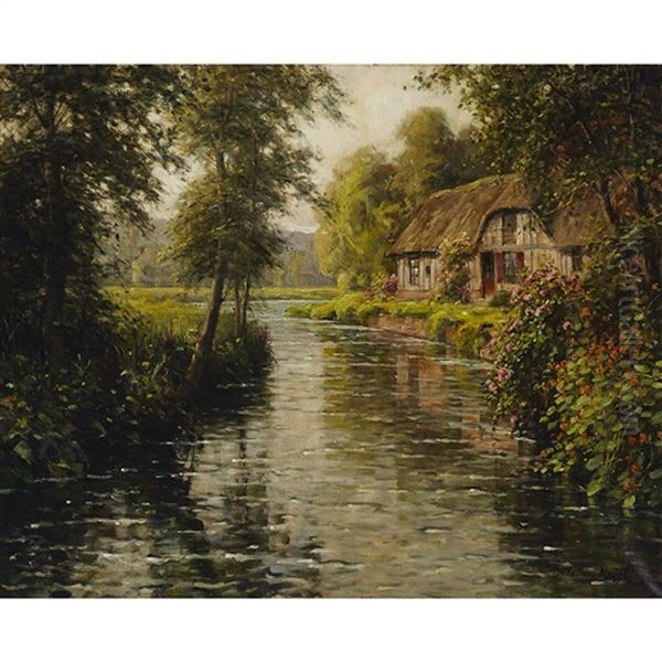 Cottage In Bloom On A River Bank In Normandy - view 1