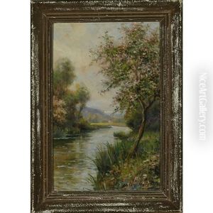 Trees In Blossom (a Souvenir From Normandy) by Louis Aston Knight