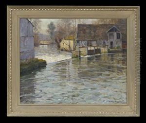 River Scene, France by Louis Aston Knight