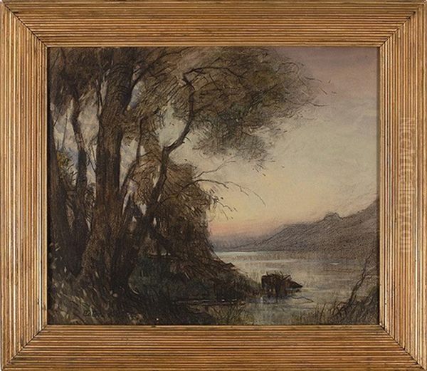 River Landscape At Dusk - view 1