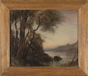 River Landscape At Dusk by Louis Aston Knight