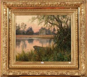 L'etang Et Le Chateau De Beaumont-le-roger Dans L'eure by Louis Aston Knight