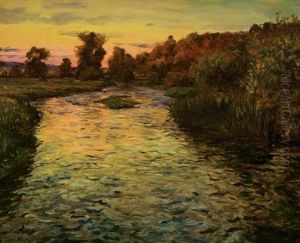 Sunset On The Risle Valley, Normandia by Louis Aston Knight