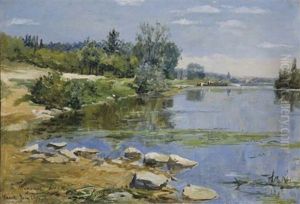 Paysage Fluvial Pres De Vaux by Louis Aston Knight