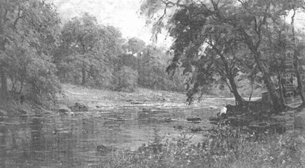 Autumn River Landscape With A Figure - view 1
