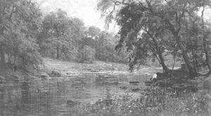 Autumn River Landscape With A Figure by Louis Aston Knight