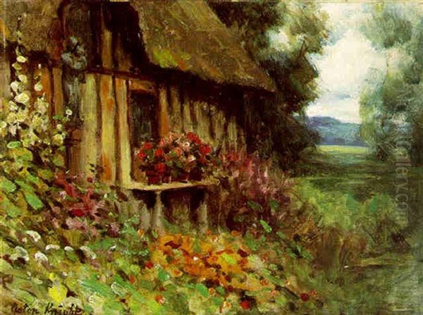 Flowers By A Cottage - view 1
