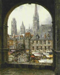 Market Place, Rouen by Louis Aston Knight