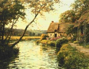 Cottages By A Stream by Louis Aston Knight