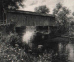 Covered Bridge Over A River In Springtime by Louis Aston Knight