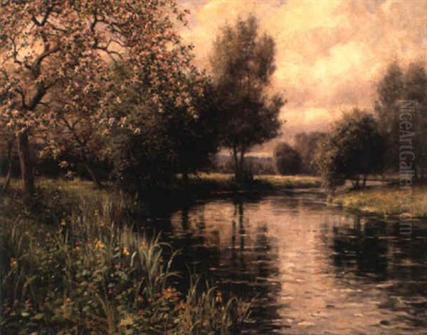 River Landscape With Apple Blossoms - view 1
