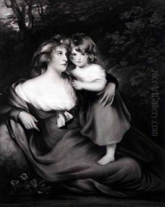Mother And Daughter In Landscape by Joseph Boggs Beale