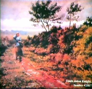 Landscape With Woman Walking Along Wooded Path by Louis Aston Knight