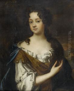Portrait Of Anne, Countess Of Nottingham, Half-length, In A White Chemise And A Gold And Blue Wrap by Mary Beale