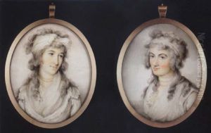 Portrait Of A Lady Wearing White Bandeau In Her Powdered Hair, Decollete White Dress And Two Strand Gold Necklace
